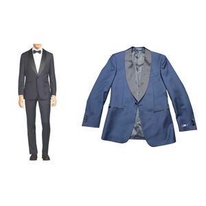 NEW‎ Cavalli Class Men Navy Blue Shawl Collar Tuxedo Blazer Jacket Slim Fit  38